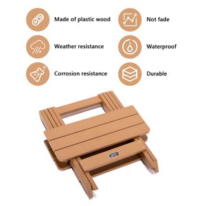 Adirondack portatile pieghevole tavolino quadrato per tutte le stagioni in legno di plastica resistente allo sbiadimento per giardino esterno spiaggia campeggio picnic - Product Image 4