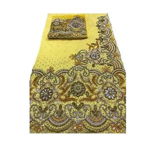 Tela africana de encaje con cuentas de alta calidad al por mayor, George Wrapper somalí para la confección de vestidos de novia - Product Image 2