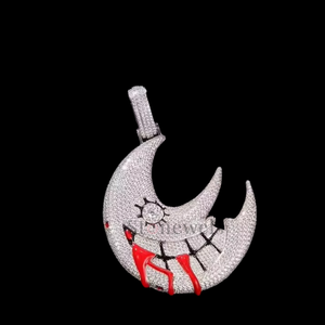 Pendentifs et Breloques de Luxe pour Hommes, Style Hip Hop, en Or, avec Moissanite Givrée, Lettre et Lune Zombie, Certifiés GIA, Cadeau pour Fête et Anniversaire - Product Image 2