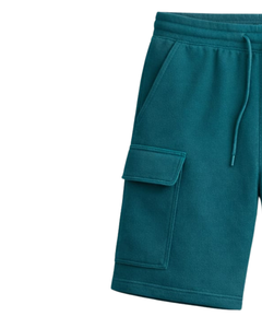 Shorts cargo vert sarcelle pour hommes, taille élastique avec cordon de serrage, style streetwear décontracté, multi-poches, shorts d'été, logo personnalisé, fabricant OEM - Product Image 3