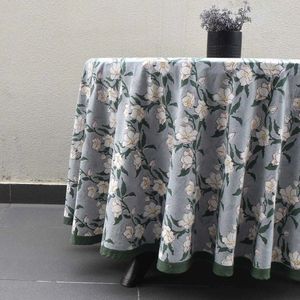Hot Selling Elegant <b>Round</b> Floral Printed 8 Seater <b>Round</b> 220 cms <b>Tablecloth</b> Cotton <b>Linen</b> Washable Home Use 8 Seater Design - Product Image 5