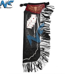 Custom Premium Textured -Embossed Genuine <b>Leather</b> Durable Abrasion-Resistant Western Chaps with Tassels for Men - Product Image 3