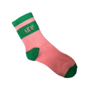 AKA Green Pink Quarter Crew <b>Socks</b> Comfortable Cotton Athletic Casual Embroidered <b>Socks</b> for <b>Women</b> Green Pink <b>White</b> - Product Image 1
