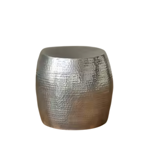 Juego de 2 taburetes de metal vintage estilo Empoli, acabado dorado martillado, mesas auxiliares tipo barril, muebles rústicos industriales - Product Image 2