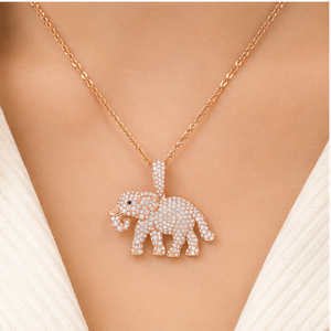 Collar con Colgante Personalizable de Plata 925 Chapado en Oro Rosa, Estilo Hip Hop, con Diamantes Naturales en Forma de Elefante, Joyería de Regalo para Fiestas - Product Image 2