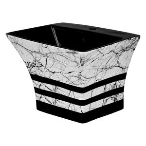 WC montado en el suelo de diseño de lujo personalizado de buena calidad-Armario de agua impreso en blanco y negro, inodoro de cerámica de una pieza para Baño - Product Image 5