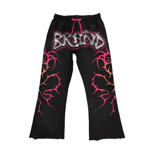 Chándal Gráfico Oversize Personalizado: Nuevo Diseño Urbano de Moda, Sudadera con Capucha y Pantalón de Chándal Acampanado 100% Algodón para Uso Unisex - Product Image 5