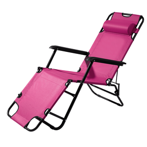 เก้าอี้พับปรับเอนได้แบบพกพา สีชมพู ใช้งานได้สองแบบ - Product Image 1