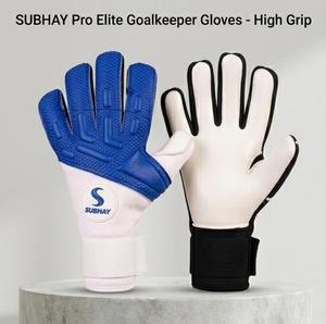 Guantes de Portero de Fútbol Subhay, Dedos Completos, Cuero Azul y Blanco, Antideslizantes, Cierre de Velcro, Unisex, Equipo Deportivo - Product Image 4