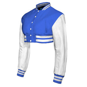 <b>Women</b> Crop Style <b>Jacket</b> Casual Long <b>Sleeve</b> Button Front Outerwear Varsity <b>Jacket</b> - Product Image 2