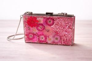 Resin Clutch <b>Bag</b> | Floral Evening <b>Bag</b> | Wedding Guest <b>Bag</b> | Glitter Clutch | Party Handbag | Statement <b>Bag</b> - Product Image 5