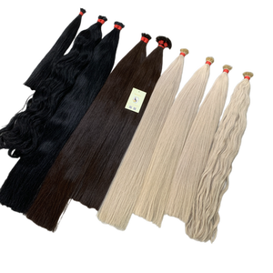 Alta calidad ondulado Premium Keratin Bond Jet negro y marrón oscuro Nano Tip extensiones de cabello humano - Product Image 1