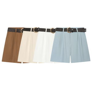 Shorts décontractés pour femmes, 4 coloris, fermeture éclair, couleur unie, mode - Product Image 1