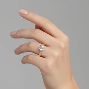 Anillo de Compromiso Estilo Vintage Stonewels Blossom con Diamante Cultivado en Laboratorio, Corte Diferente, Banda Grabada, Oro de 14K, Anillo Nupcial Certificado - Product Image 3