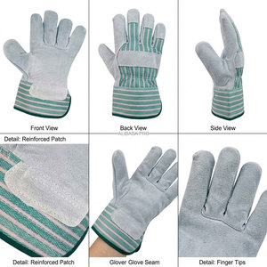 Guantes de trabajo de cuero vacuno duradero para trabajos pesados en construcción e industria, con forro de lana en el interior y puño reforzado con goma. - Product Image 6
