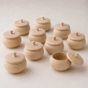Handmade Wooden <b>Jar</b> Wooden Lid 250ml Capacity Classic Design Multifunction Eco-Friendly <b>Storage</b> Container <b>for</b> Tea Spice Sugar - Product Image 5