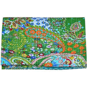 ผ้านวม Kantha โบฮีเมียนทำด้วยมือผ้าฝ้ายวินเทจกลับด้านได้ผ้าห่มโยน Paisley gudari ซักได้สำหรับโรงแรม - Product Image 3
