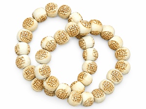 Cuentas de madera Radha Krishna talladas a mano, cuentas de oración espirituales indias, pulsera elástica de madera Tulsi para mujer, regalo de yoga - Product Image 2