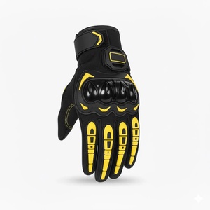 Gants en cuir à doigts entiers avec grip en silicone antidérapant pour le cyclisme, fermeture auto-agrippante pour hommes, été - Product Image 2