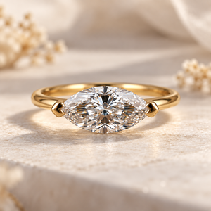 Bague de fiançailles en diamant de laboratoire taille marquise certifié IGI 2 carats, or massif 14 carats, solitaire est-ouest, bague de mariée - Product Image 4