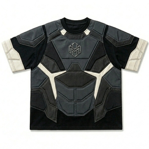 เสื้อยืดโอเวอร์ไซส์ผู้ชาย แขนสั้น คอกลม แต่งแถบสีตัดกัน สไตล์สตรีทแวร์ พิมพ์ลายตามสั่ง คุณภาพสูง - Product Image 1