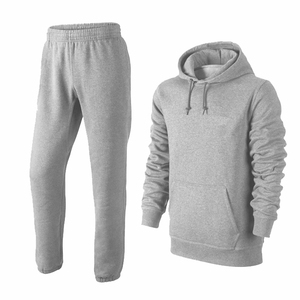Ensemble de survêtement en coton gris pour homme, sweat-shirt et pantalon, couleur unie, longueur intégrale, respirant, vêtements d'automne pour adultes - Product Image 1