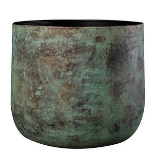 Vase sur piédestal en métal de luxe nordique |   Jardinière décorative en fer noir mat |   Conteneur floral design avec poignée en forme de boule pour maison moderne - Product Image 3