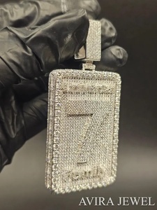 Colgante de Plata de Ley 925 con Diamante Moissanita Genuino, Chapado en Oro Rosa, Estilo Hip Hop, Unisex, para Fiestas, con Certificado IDGL - Product Image 2