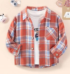 Chemises à carreaux décontractées pour garçons, 100 % coton, à manches longues, col rond, avec logo personnalisé, tricotées, séchage rapide, écologiques - Product Image 5