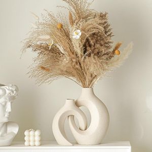 Set di 2 Vasi in Ceramica Traforata Stile Nordico Moderno Boho, Vasi Decorativi in Porcellana per Arredamento Casa - Product Image 3
