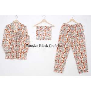 ชุดนอนผ้าฝ้ายพิมพ์ลายดอกไม้สไตล์ลำลองสำหรับฤดูร้อน ระบายอากาศได้ดี เหมาะสำหรับผู้ใหญ่ ชุดนอน ชุดนอนเพื่อนเจ้าสาว - Product Image 6