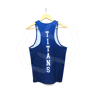 Camiseta Deportiva Sublimada Azul Personalizada al por Mayor, Ecológica, Unisex para Adultos, Transpirable, de Poliéster, para Atletismo - Product Image 2