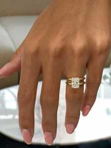 Gorgeous Lab Grown 5.01CT VS1 Radiant Cut Diamond Dual Band Ring For Women's 18K Solid Gold Wedding Party Gift For <b>Girlfriends</b> - Product Image 4
