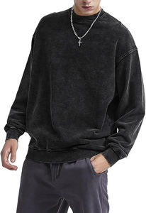 Sudadera Retro para Hombre con Efecto Desgastado, Sudadera de Estilo Vintage, Sudadera Holgada de Felpa Gruesa de Algodón, Sudadera Informal - Product Image 3