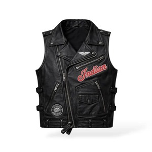 New Indian <b>men</b> black and <b>white</b> 100% cowhide leather <b>vest</b> - Product Image 5