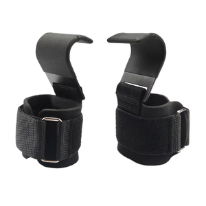 สายรัดข้อมือยกน้ำหนัก REXFIT SPORTS สีดำ ดีไซน์ตะขอโลหะ สายรัดพยุงข้อมือสำหรับการฝึกออกกำลังกาย - Product Image 2