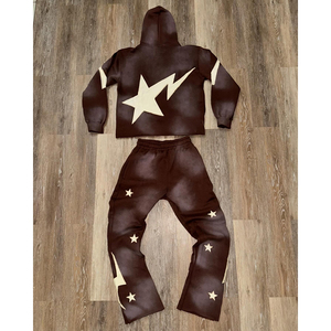 Custom Sun Fade Patched <b>Embroidery</b> Printed Tracksuit Premium Quality Zip Up Oversized Hoodie & Joggers For Streetwear For Unisex - Product Image 5