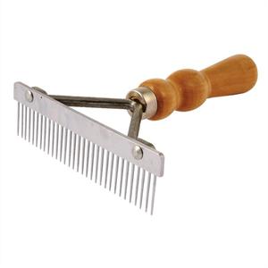 Peigne à crin métallique violet avec manche en bois pour le toilettage des chevaux, peigne à picots pour moutons - Product Image 3