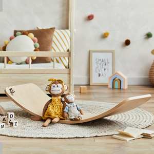 Wooden Balancing Board made from solid natural wood for <b>balance</b> <b>training</b> play and indoor activity use, handcrafted in Vietnam - Product Image 1