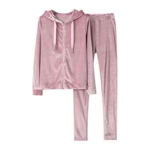 Conjunto de Ocio de Tela Suave con Brillo Premium, Pantalones Anchos Cómodos con Corte Acampanado, Traje Moderno de Terciopelo - Product Image 6