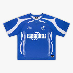 Camiseta de fútbol personalizada con sublimación, estampado por transferencia, deportiva, holgada, con hombros caídos, de secado rápido y cómoda. - Product Image 2