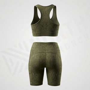 Seamless Yoga Set Two Piece <b>Women</b> Workout Wear Sports Bra High Waist <b>Short</b> Fitness <b>Leggings</b> Customized Color Gym Outfit - Product Image 2
