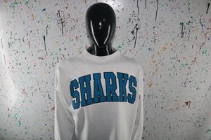 Sweat-shirt à col montant SHARKS WHITE 100% coton avec broderie appliquée, col large, URBAN PRODUCTIONS - Product Image 5