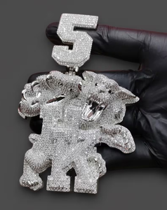 Colgante con diseño de dibujos animados, Moissanita VVS, Plata de ley 925, Bañado en rodio, Joyería de moda de lujo estilo Hip Hop y Streetwear - Product Image 1