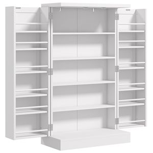 Mobile dispensa da cucina bianco autoportante a 5 ripiani con 12 ripiani regolabili per spezie - Product Image 2
