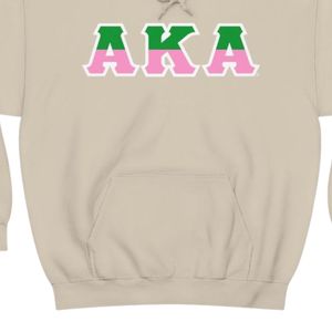 Sudadera con Capucha Beige, Bordado de Letras en Verde y Rosa, Sudadera de Felpa con Bolsillo Canguro, Manga Larga, Estilo Casual, Unisex - Product Image 6