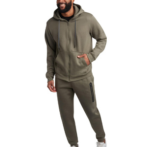 Oem Service 100% Cotton Plus Size Solid Casual Winter Tracksuit Men Fleece Full <b>Zip</b> <b>Hooded</b> Joggers Breathable Tracksuit Men - Product Image 5