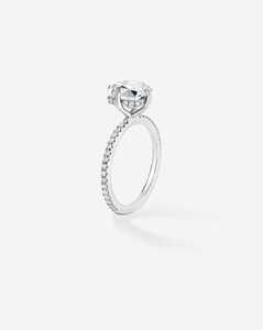 Bague de fiançailles solitaire élégante en or massif 14 carats avec diamant de laboratoire taille coussin, pavé halo, style ancien, pour femme - Product Image 4