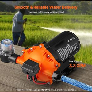 Pompa a Diaframma per Acqua Marina e RV 110V 3.3GPM 45PSI a 3 Camere con Pressione Regolabile e Spruzzatore Autoadescante - Product Image 4