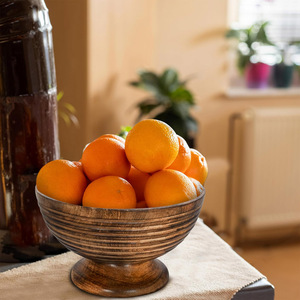 Hot Sale <b>Wooden</b> Pedestal Bowl Hand Carved Mango Wood Ring Bowls Dining Table Decor & Kitchen Tabletop Centerpiece <b>Keepsake</b> Bowl - Product Image 4